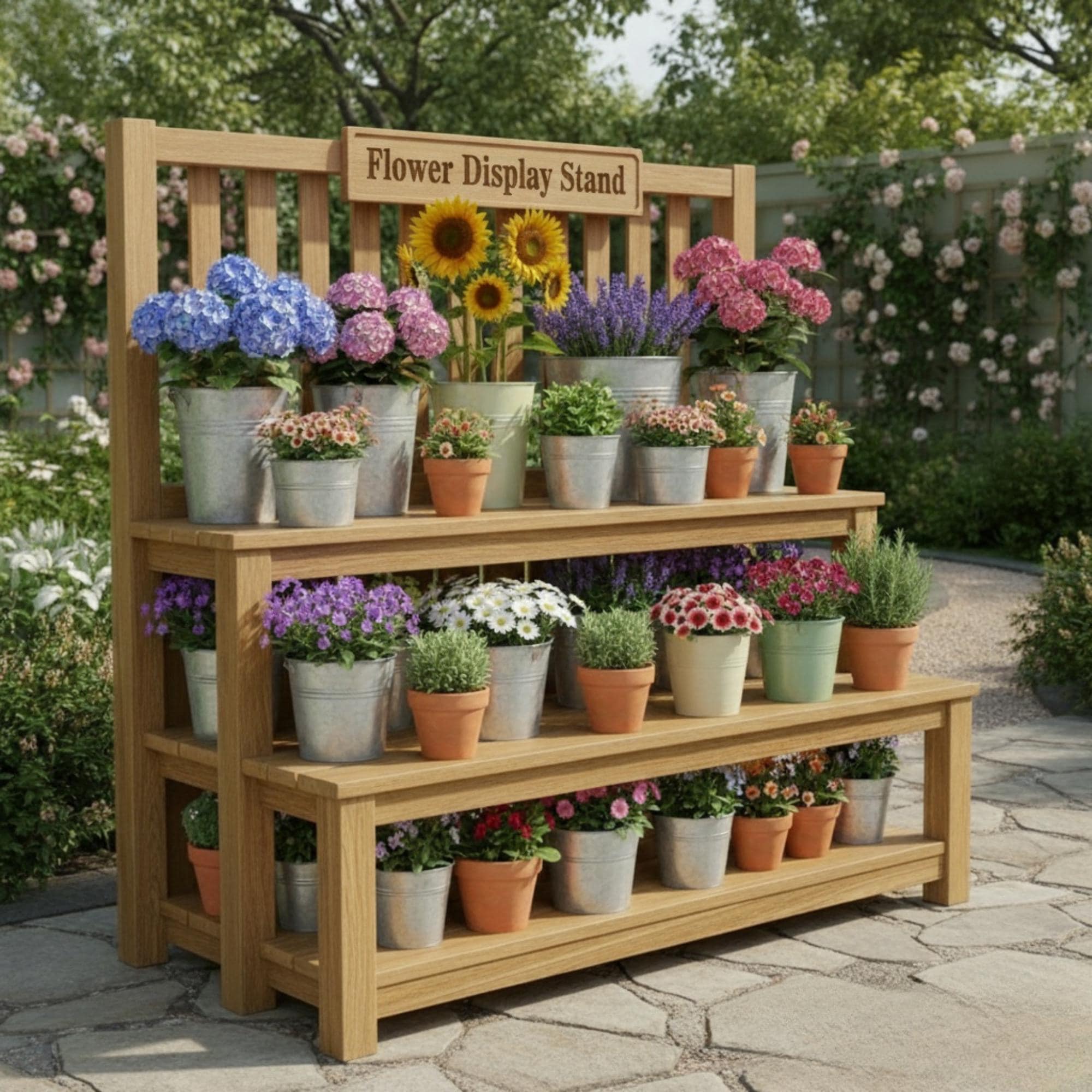 DIY Tiered Flower Display Stand Plans: Large Wood Planter (PDF Pattern)