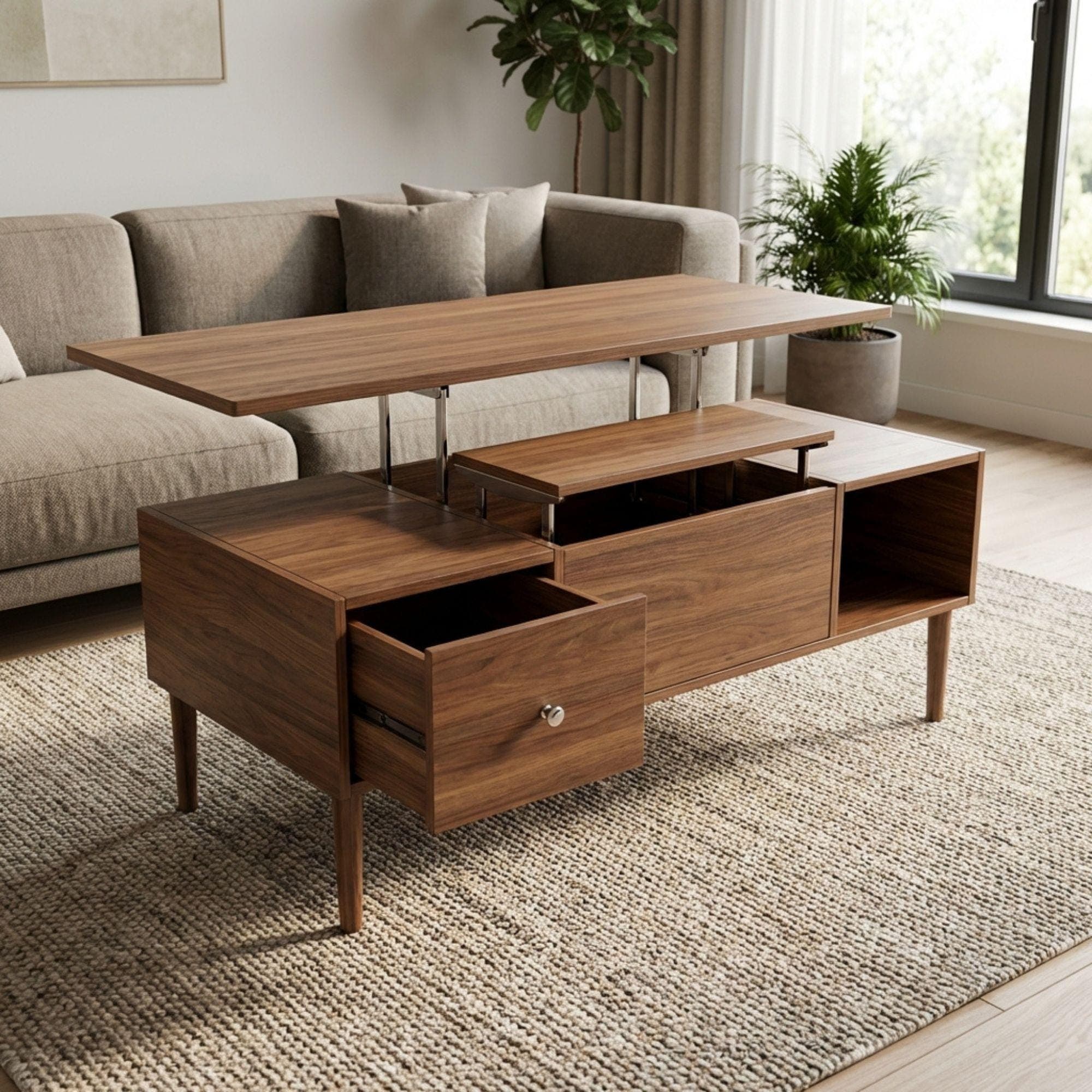 DIY Lift Top Coffee Table Plans | Mid-Century Modern Storage Blueprint (Digital Download)