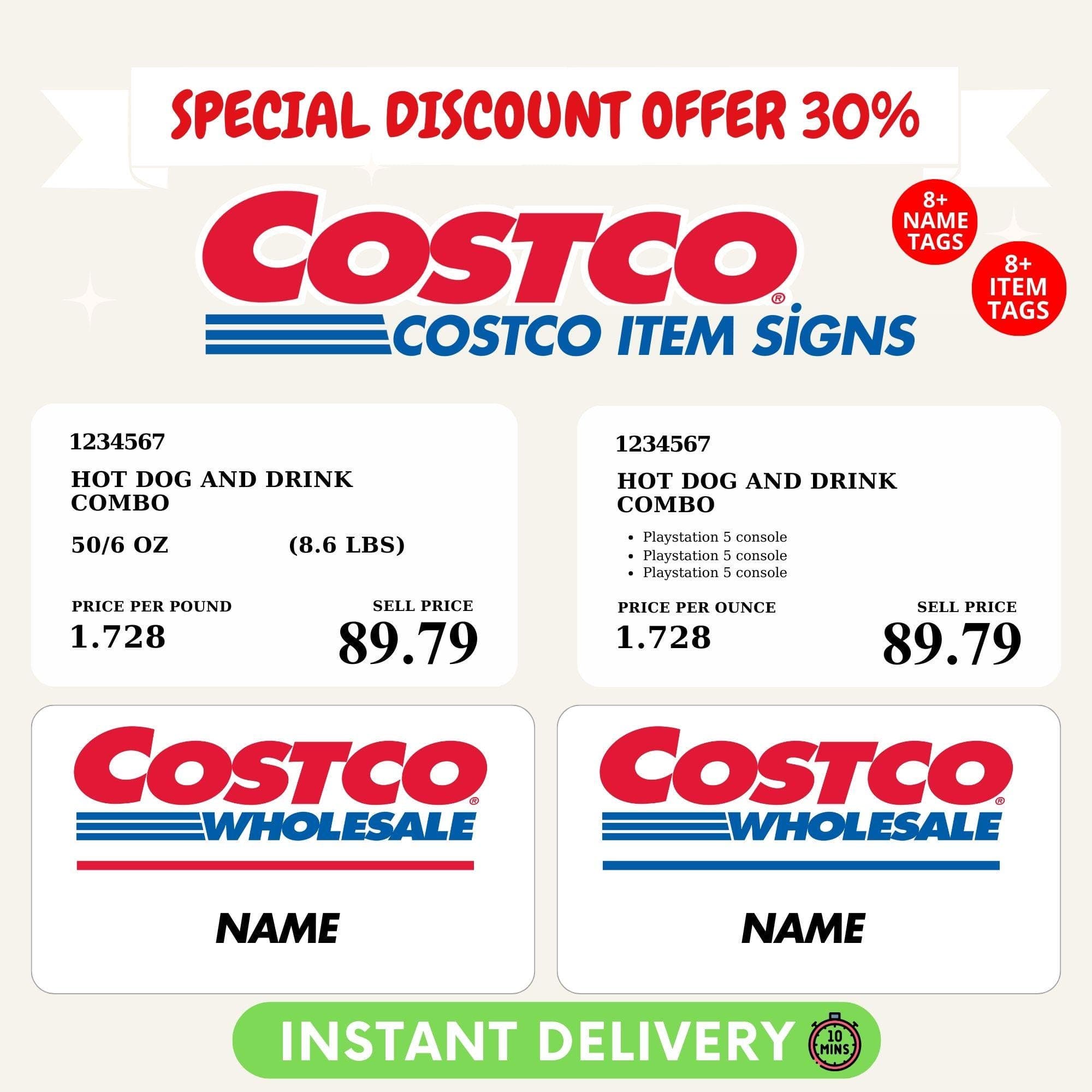 Costco Birthday Party Signs: Customizable Price Sign Canva Template