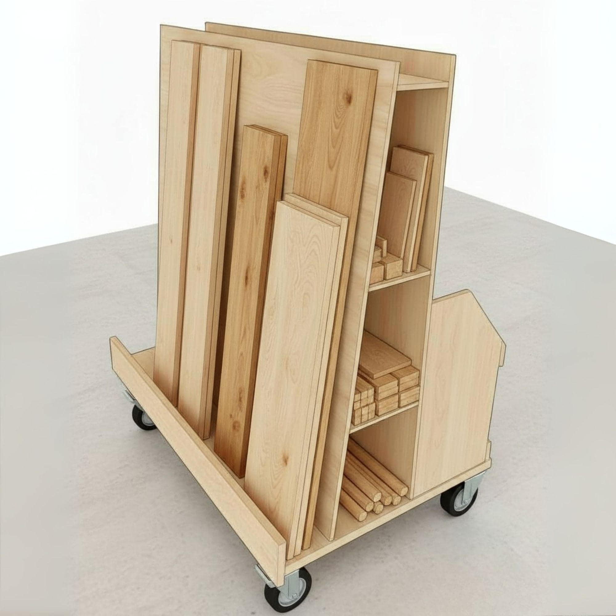 Mobile Lumber Storage Cart DIY Plan: Scrapwood Organizer (PDF)
