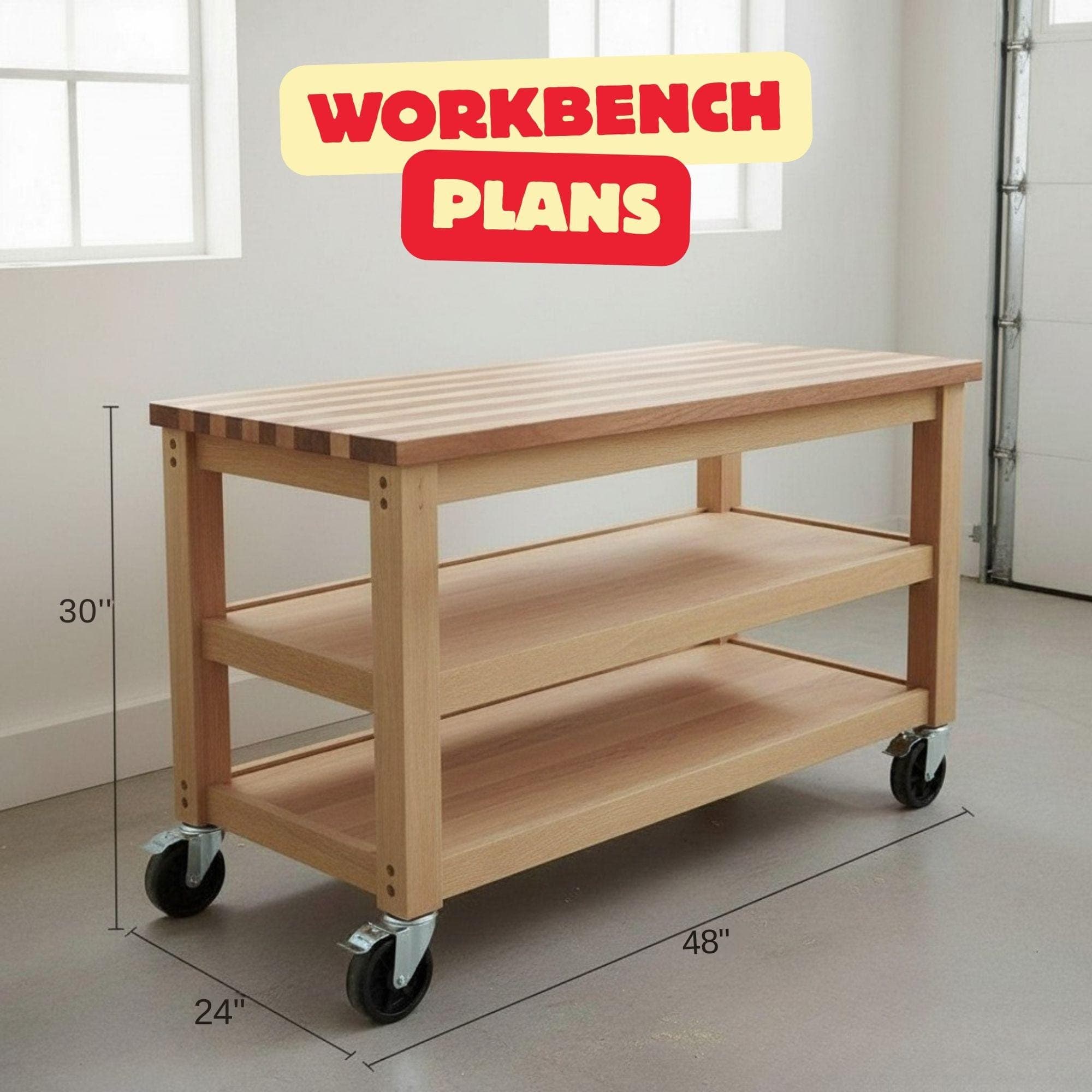 DIY Workbench Plans | DIY Woodworking Project | Roll Away Work Bench Fit Plans | Woodworking Workshop Design with Tool Wall DXF Files