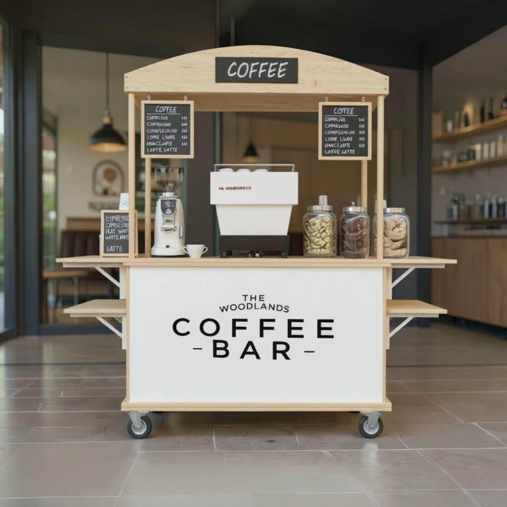 Coffee Cart Plans | Portable Espresso Bar Blueprint | DIY Collapsible Mobile Coffee, Drink Vendor Cart Design