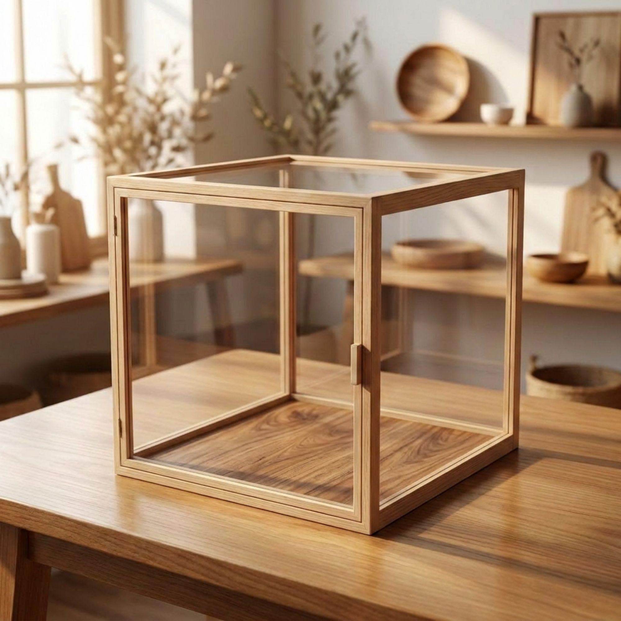 DIY Acrylic Cube Box Plans: Wooden Frame Display Case Blueprint | Clear Collectible Box PDF