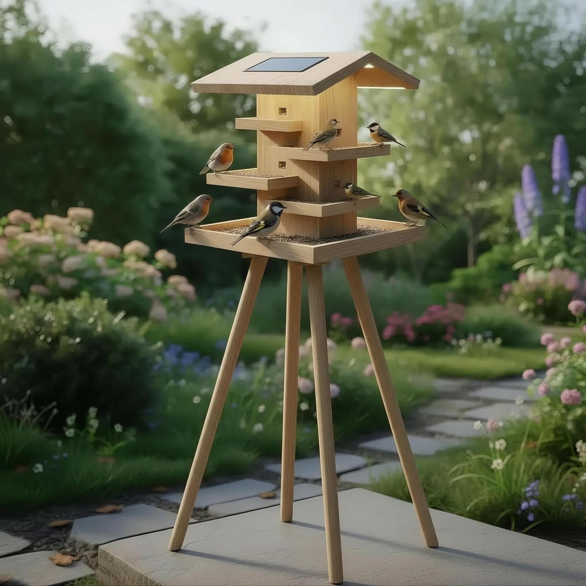 DIY Modern Bird Feeder Station Plans | Standing Tower Feeder Blueprint | Multi-Level Bird Hotel Architecture | Woodworking Project