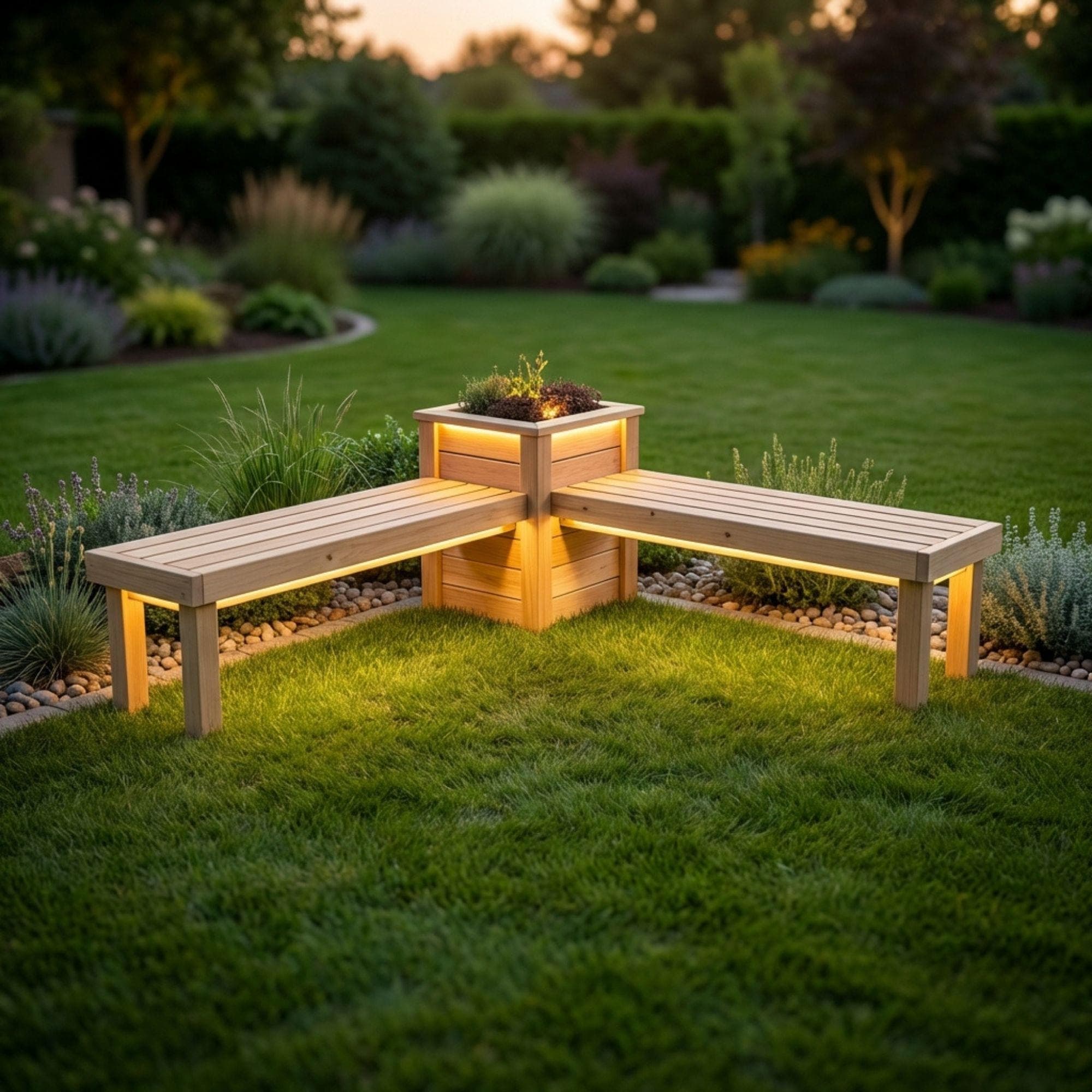DIY Outdoor Corner Bench Plans | L Shaped Planter Bench Blueprint | Wooden Garden Seating PDF