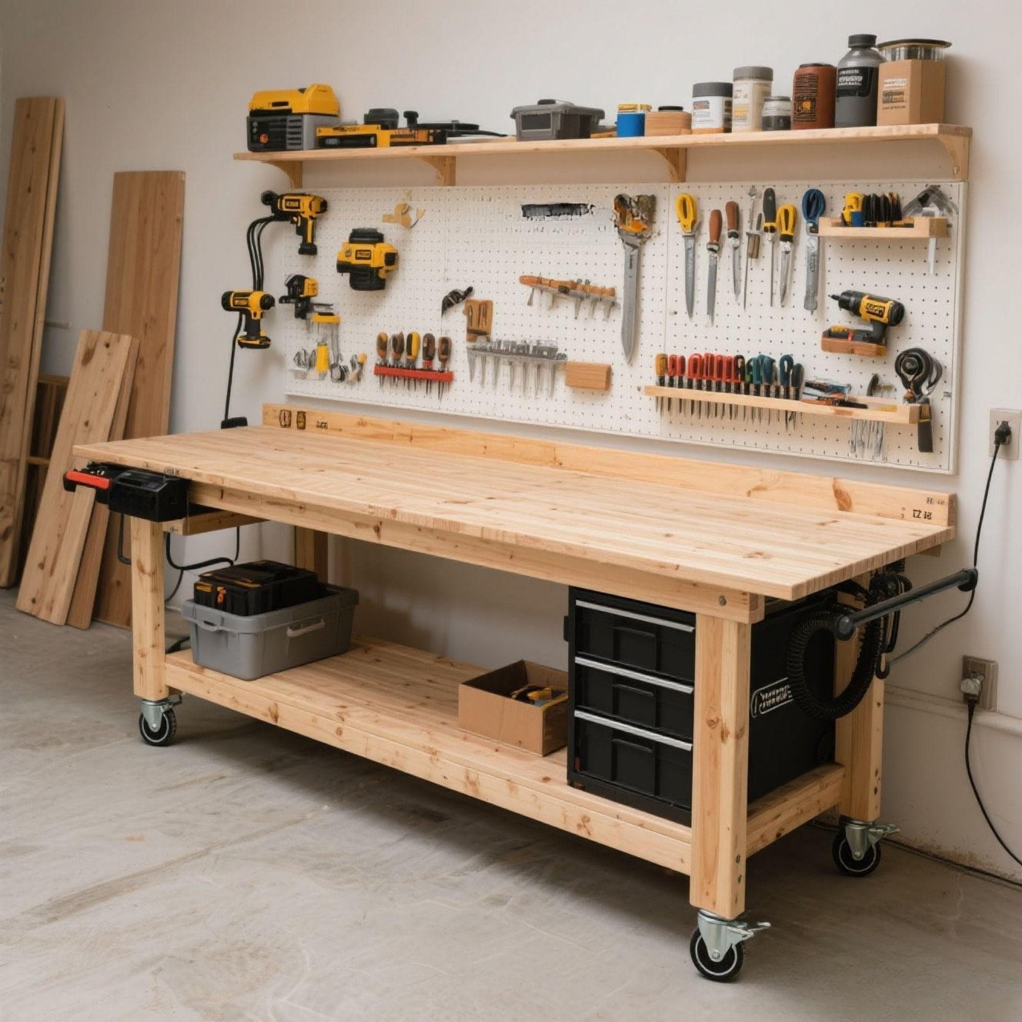 DIY Extra-Long Mobile Workbench Plans | Garage Workstation (Digital Download)