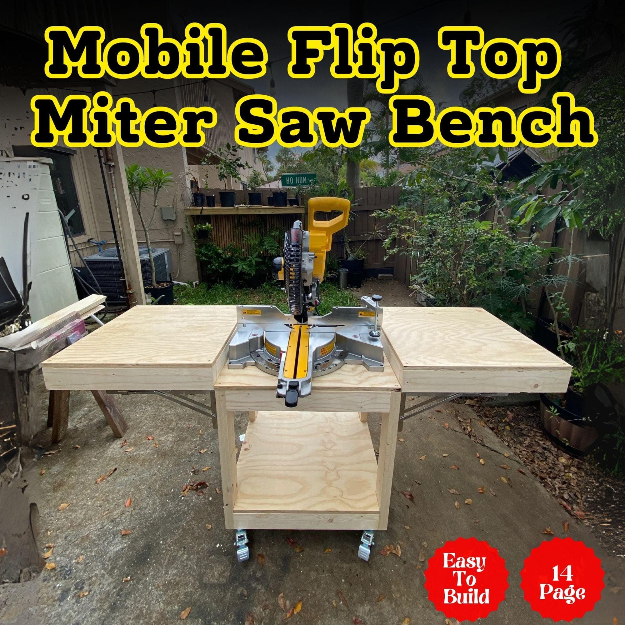 Mobile Miter Saw Station Plans: Flip Top Workbench with Wood Storage (PDF)