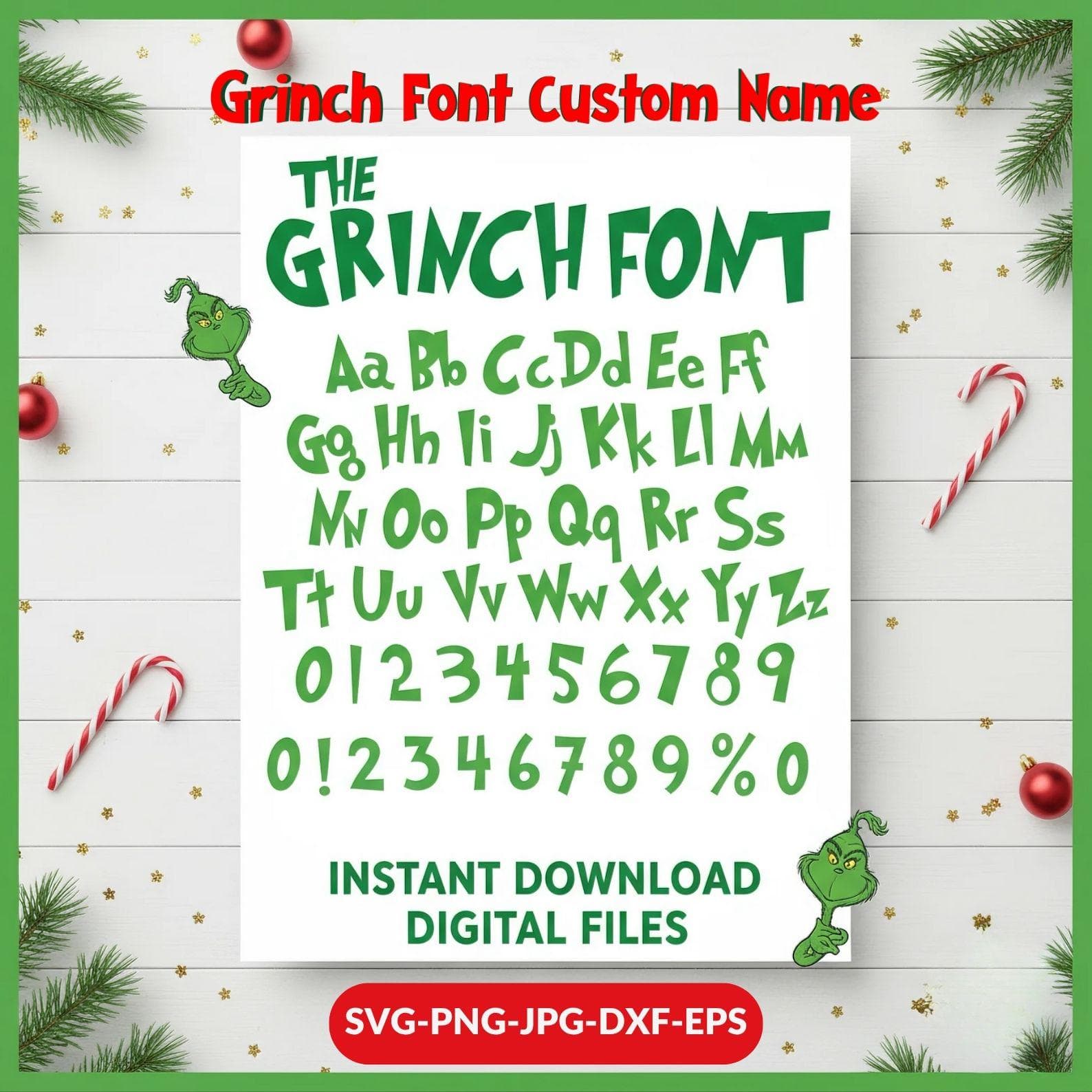 The Ultimate Custom Grinch Christmas Font SVG Bundle | Holiday Doodle Alphabet & Lettering Kit (SVG, Dxf, Eps, Png)