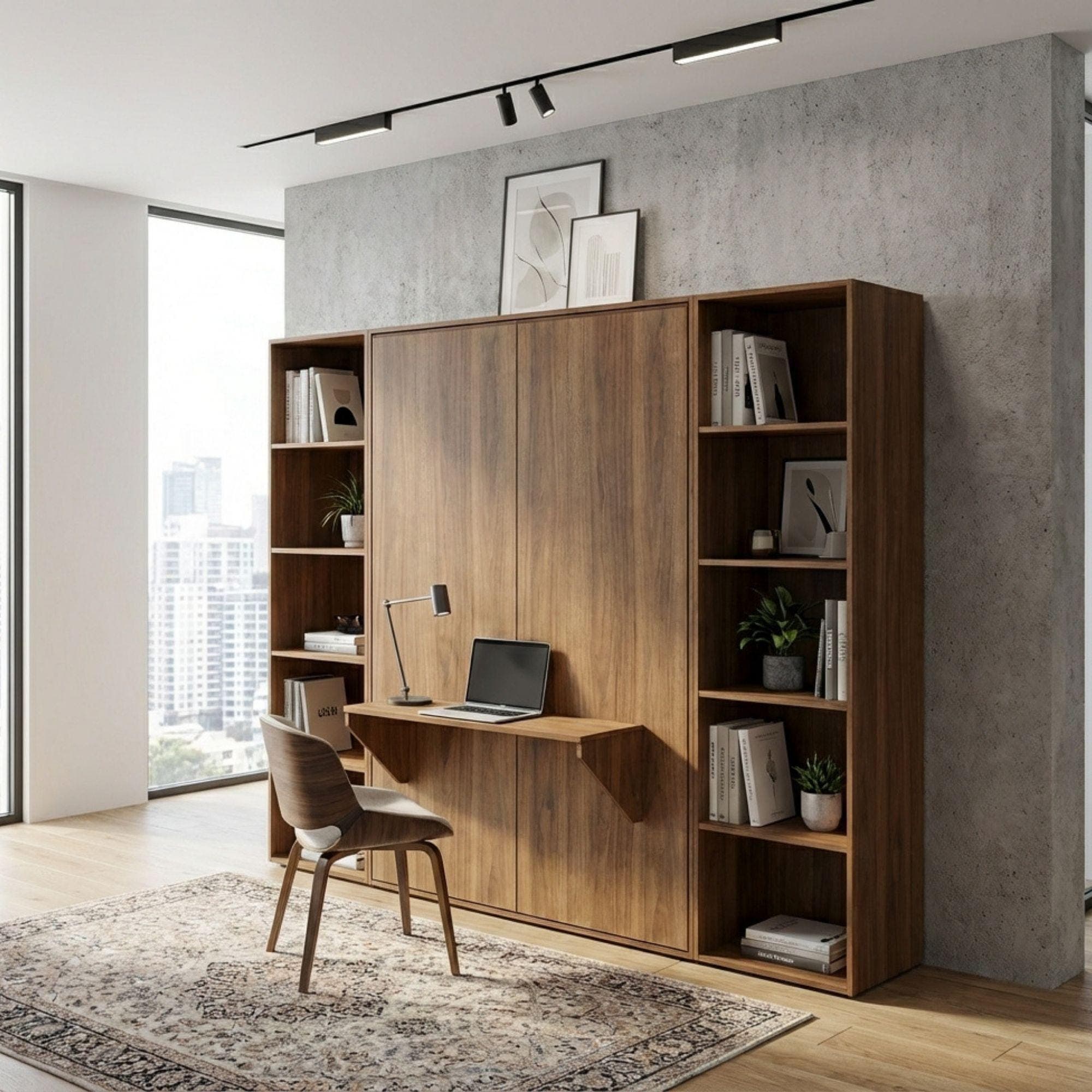 DIY Horizontal Murphy Bed Plans with Desk and Shelves (Digital Download)