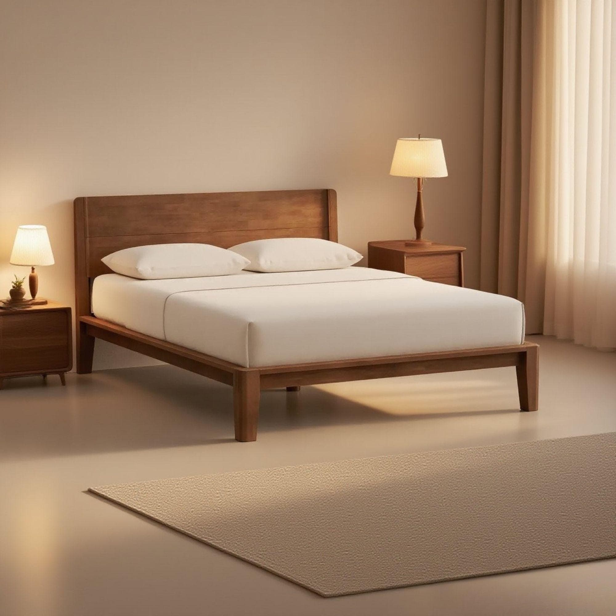 Bed Frame Queen with Headboard | Bed Frame Plans | DIY Wooden Bed Frame | Floating King Size Bed Frame | Rustic, Solid Wood Bed Design