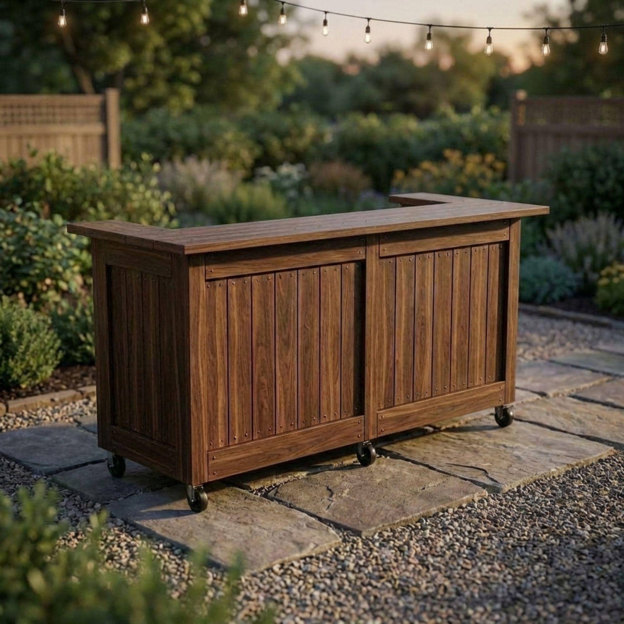 DIY Outdoor Bar Plans | Slatted Wood Mobile Bar Blueprint (PDF Download)