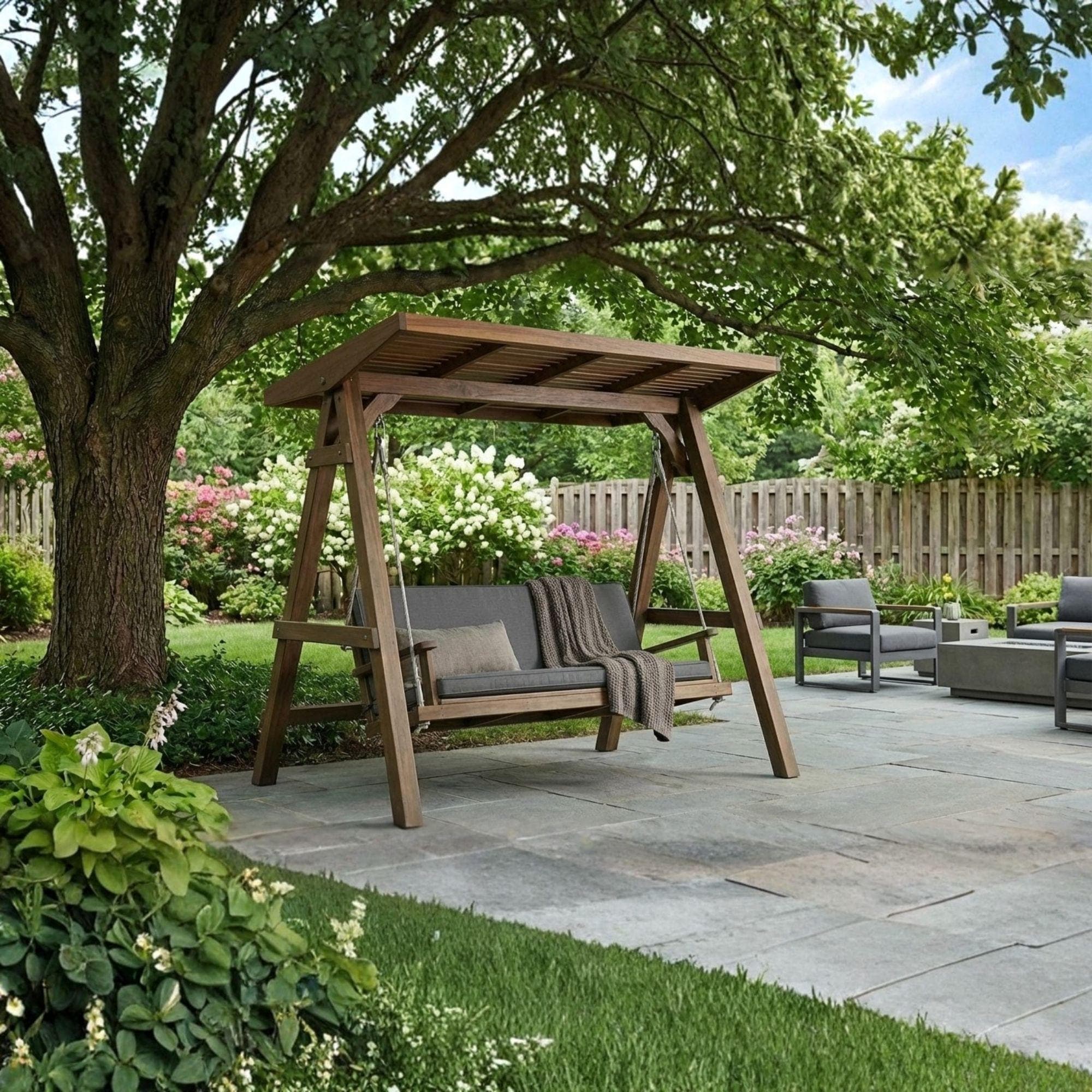 Covered Garden Swing Plans | DIY A-Frame Bench with Roof (PDF Blueprint