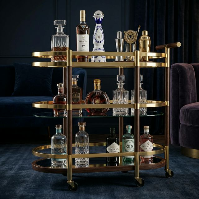 Luxury Brass Rolling Bar