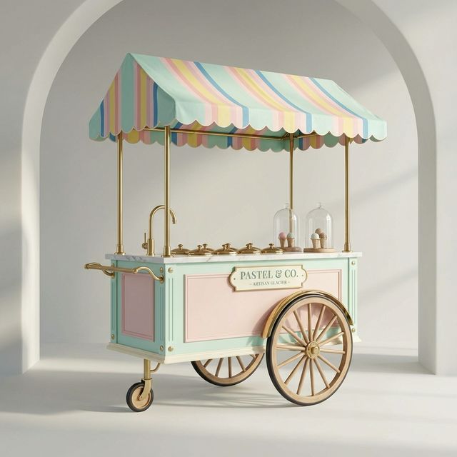 Vintage Pastel Gelato Cart