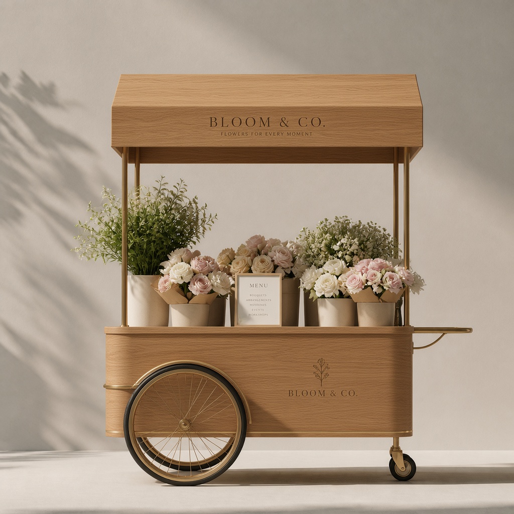 The Oak Atelier Flower & Bloom Cart - Handcrafted Commercial Cart for Sale