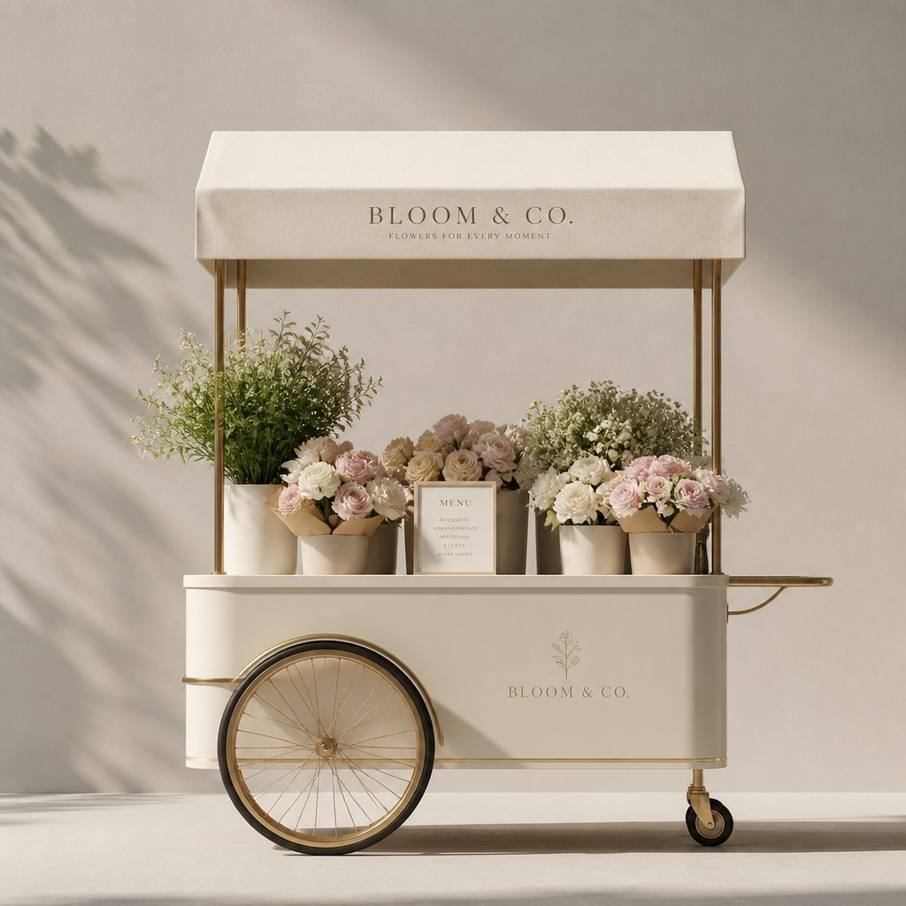 The Modern Wood Flower & Bloom Cart - Handcrafted Commercial Cart for Sale