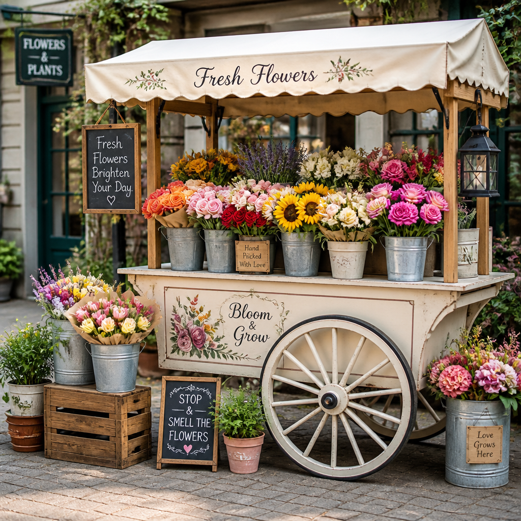 The Grow Market Flower & Bloom Cart - Handcrafted Commercial Cart for Sale