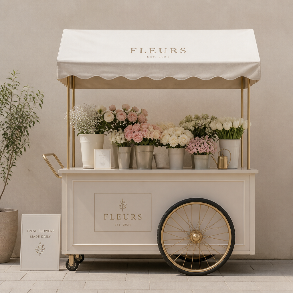 The Fleurs Boutique Flower & Bloom Cart - Handcrafted Commercial Cart for Sale