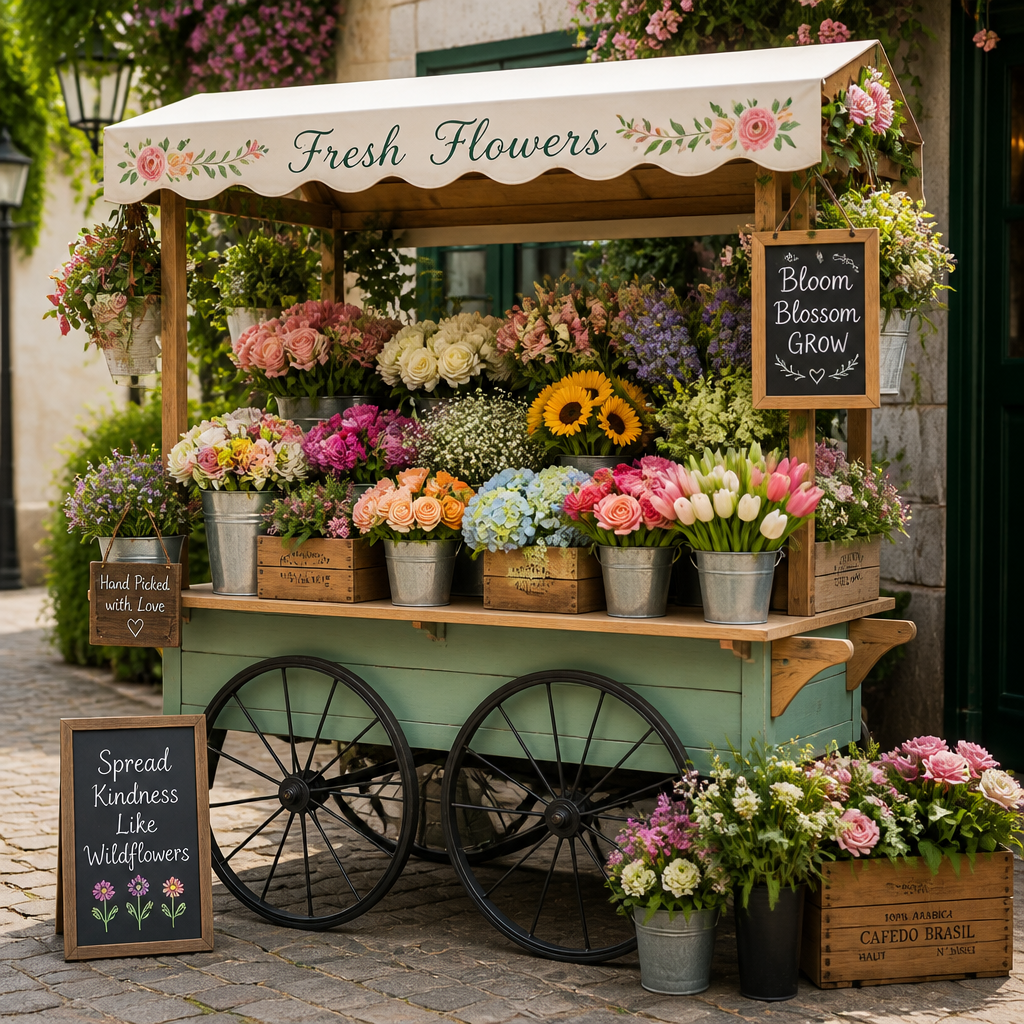 The Cottage Market Flower & Bloom Cart - Handcrafted Commercial Cart for Sale