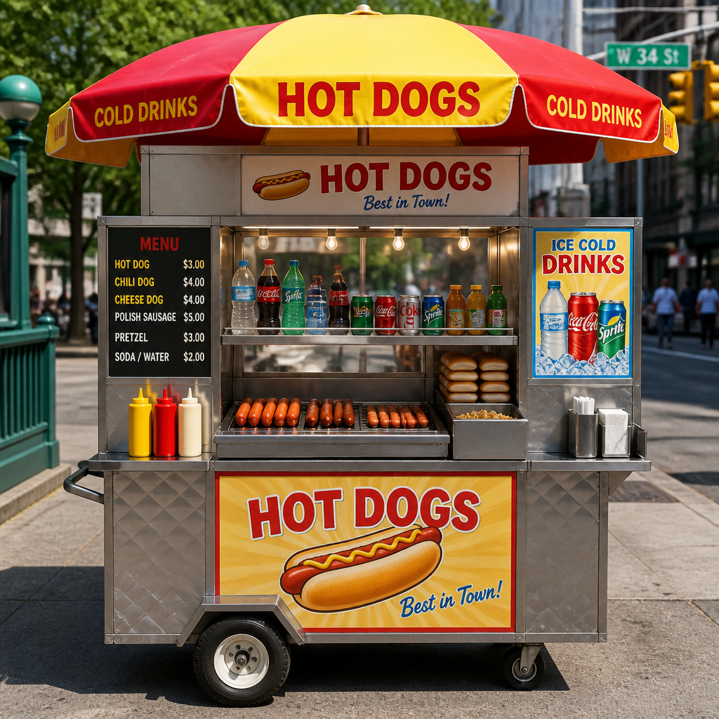 Midtown Express Commercial Hot Dog Vending Cart - Handcrafted Commercial Cart for Sale