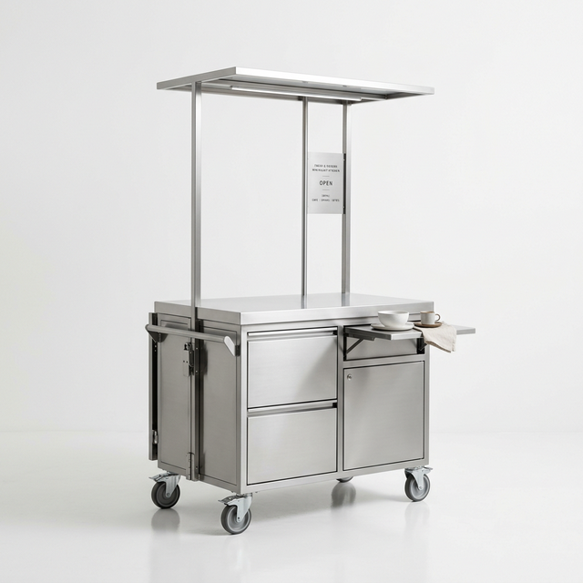 Collapsible Mobile Snack Cart on Wheels